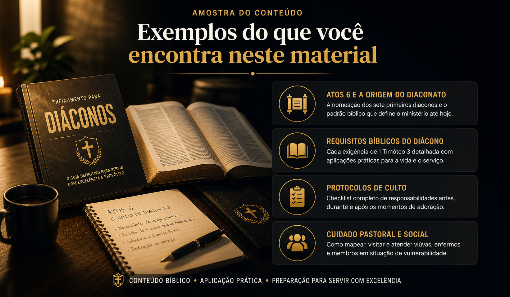 Amostra das páginas do guia para diáconos